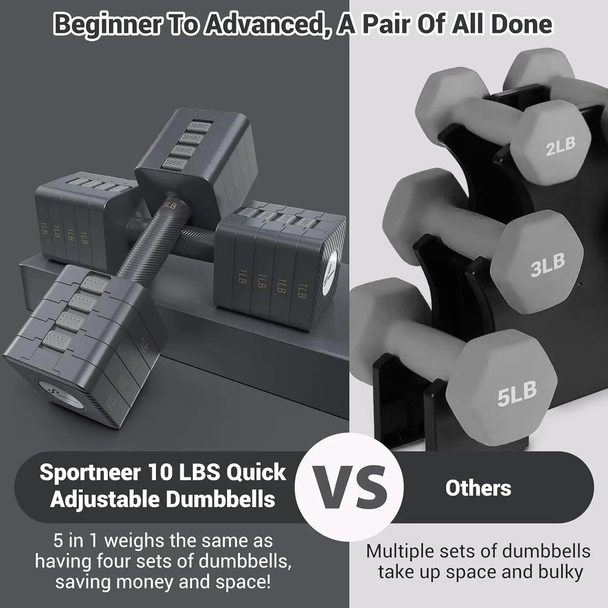 5-in-1 Adjustable Dumbbells