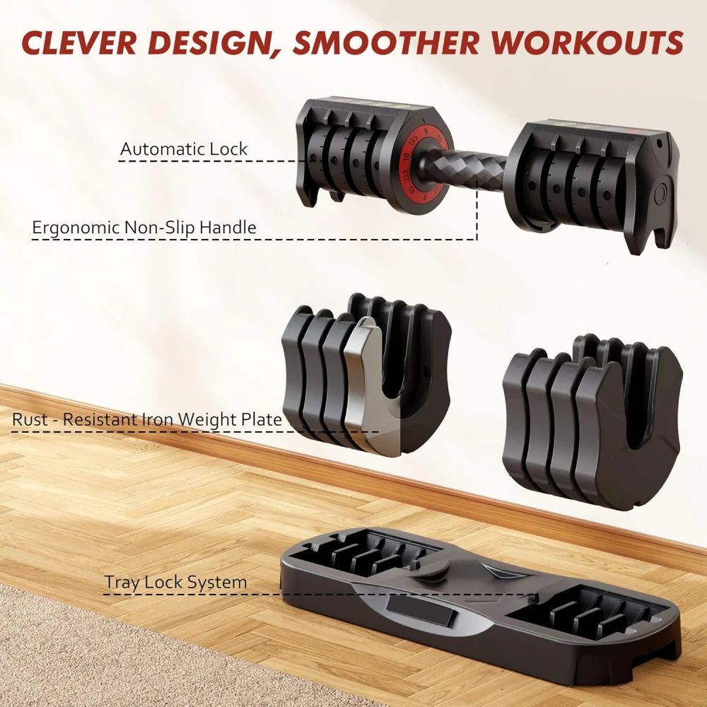 22.5LB Adjustable Dumbbell Set