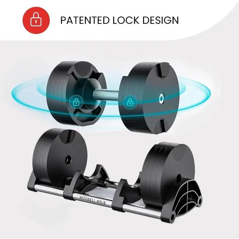 NUOBELL Adjustable Dumbbells 5–80 lb